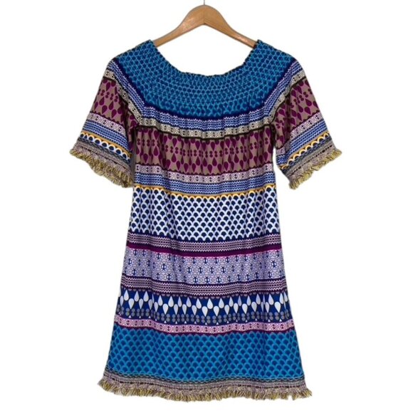 Trina Turk Emilia Dress Colorful Fringe Trim Beach - Picture 2 of 14